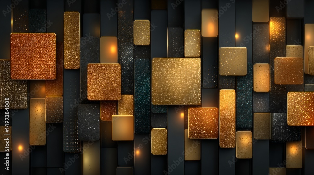 Aufkleber abstract golden square geometric pattern with seamless stock line design, minimal style background w
