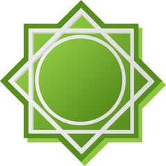 Fototapeta premium Shapes of Islamic ornament frames and badges in a green gradient