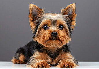 Fototapeta premium Portrait of Yorkshire terrier isolated on a white
