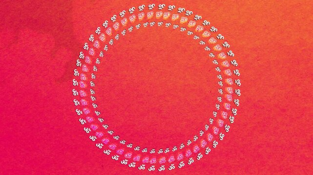 Rotating 'Om' Symbol Animation Hindu Mantra on green Background