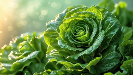 Fresh Organic Green Lettuce Salad Leaves in a Close-up from a Vegetable Farm