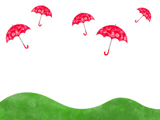 赤い雨傘のフレーム