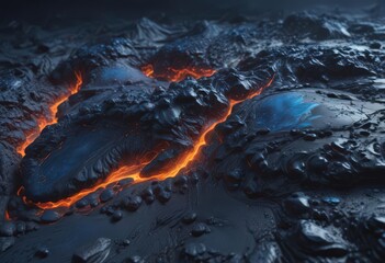 Abstract blue lava stone, mesmerizing texture  Deep blue, flowing, ethereal, mysterious ,  cobalt,  lava,  image