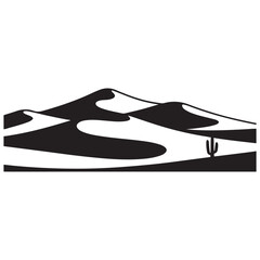 desert sand dunes black silhouette, desert sand dunes vector illustration, Vector black silhouette. with white background