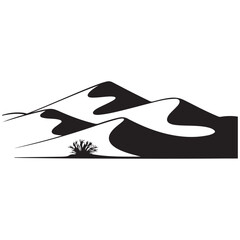 desert sand dunes black silhouette, desert sand dunes vector illustration, Vector black silhouette. with white background