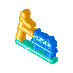 park bench stretching sustainable fitness isometric icon vector illustration