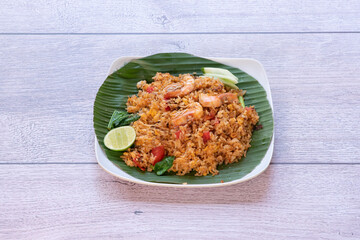 Tom Yum fried rice with shrimp
