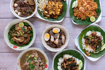 Chinese roll noodle soup with crispy pork
