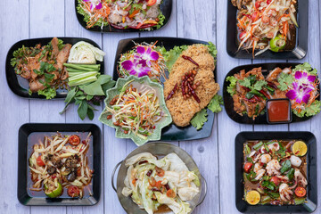 Crispy catfish salad with green mango.