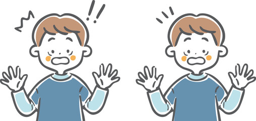 驚いた男の子　上半身　ベクター