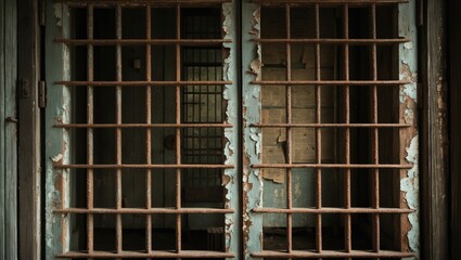 Immovable Shop Entrances Featuring Metal Barriers and Sliding Doors, Secured with Padlocks, Inaccessible with Buckled Shutters and Historical Aesthetic