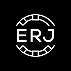 ERJ Minimalist ERJ  Logo Design on Black Background – ERJ Later Logo, Modern Circular Branding Concept
