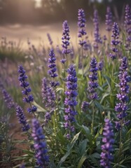 Deep violet lavender flowers, fine details visible,  soft,  nature