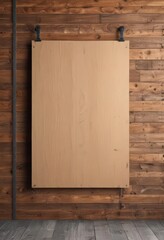 Wooden wall, metal clips, blank poster mockup,  style,  poster