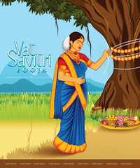Vat Savitri Pooja illustration vector art