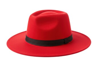 Red fedora hat isolated on white background