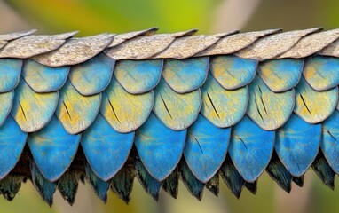 Vibrant blue and gold overlapping scales