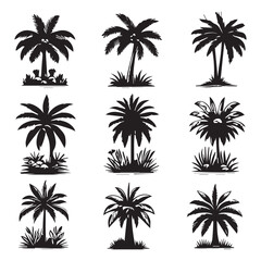 Obraz premium Collection of stylized palm tree silhouettes in Adobe Illustrator Artwork