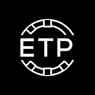 ETP Creative Letter mark Badge Logo Design, ETP Later Logo, Geometric Monogram Logo on Black Background, ETP  Later Logo, Contemporary Minimal Logo for Business Identity.
