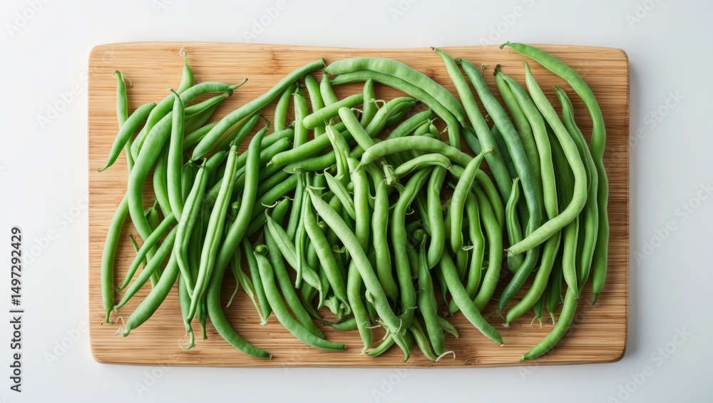 Poster stack of beans on a wooden cutting board isolated on a background with a clipping path
