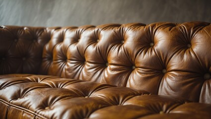 Obraz premium Background featuring a close-up of a Vintage leather Sofa in Gold