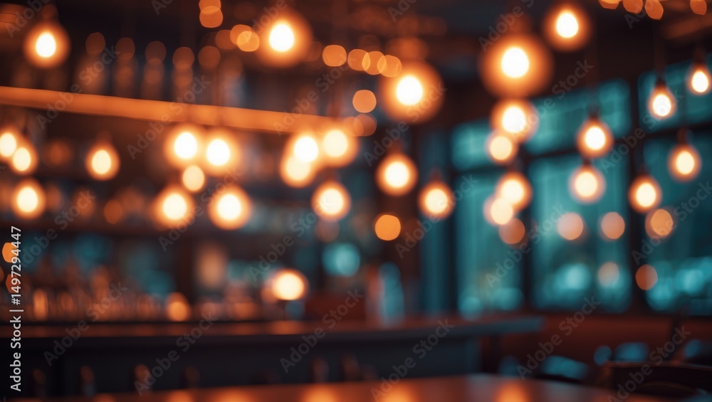 Poster dark background with an abstract blur of a bar or pub
