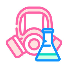 gas mask flasks chemical pollution color icon vector illustration