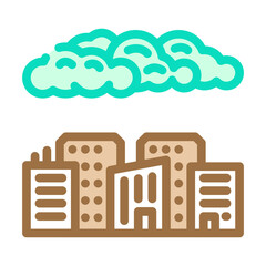 cloud over city chemical pollution color icon vector illustration
