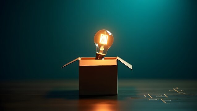 Think outside the box concept with lightbulb idea innovation and creativity