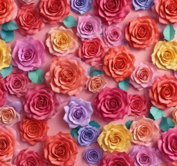 Multi-sized paper roses, colorful gradient, floral,  texture,  summer, paper roses