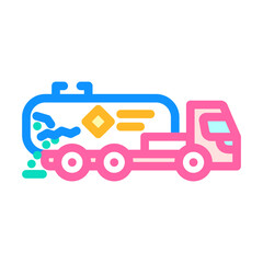 tanker truck leaking hazardous materials color icon vector illustration