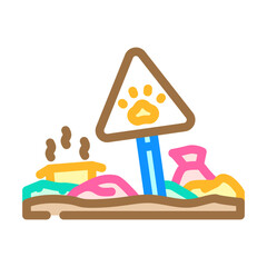 animals fleeing from polluted zone chemical pollution color icon vector illustration