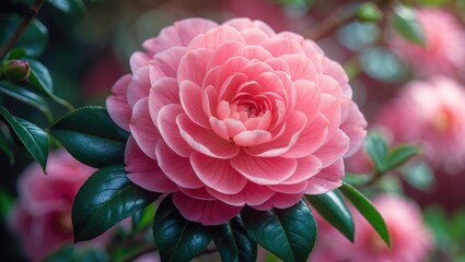 Fototapeta premium Detailed view of a lovely pink flower. Blooming plant.