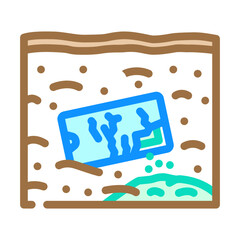 contaminating soil e waste pollution color icon vector illustration