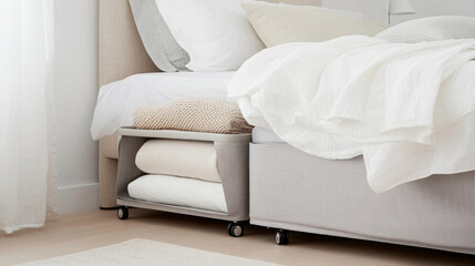 Bedroom organization: innovative rolling bedding storage solutions for small spaces