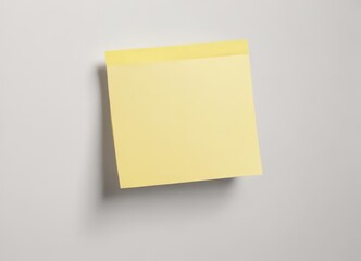 Close-up of a single bright yellow sticky note isolated on pure white ,  close-up,  school,  texture