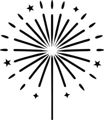 Obraz premium Minimalist Black Line Art Firework Burst for Independence Day