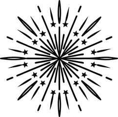 Obraz premium Minimalist Line Art Firework Burst for Independence Day