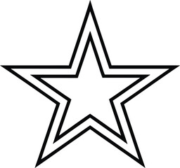 Bold Black Outline Five Point Star Line Art Graphic