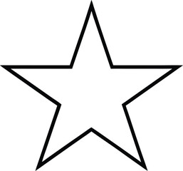 Bold Black Outline Five Point Star Minimalist Line Art Graphic