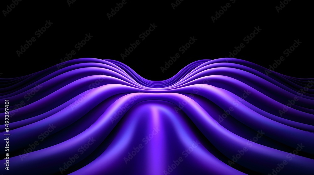 Poster the image contains an abstract rendering of deep purple, undulating, wave-like forms against a black