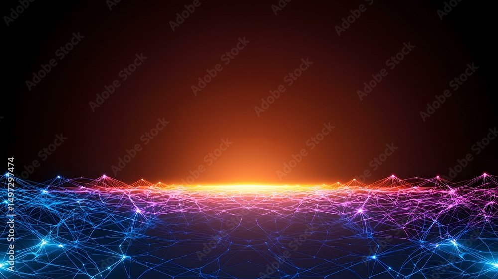 Aufkleber the image contains a dark background with a glowing orange horizon line. on the bottom half, there's