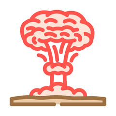 nuclear explosion cloud radioactive pollution color icon vector illustration