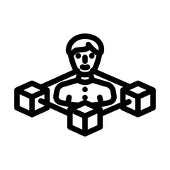 blockchain based identity verification line icon vector illustration