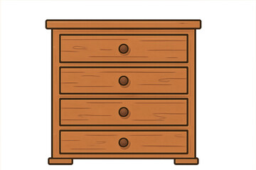 2d illustration of a basic colored drawers cabinet to save the clothes