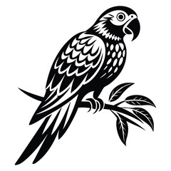 Parrot perched Silhouette vector illustration, Parrot bird vector illustration