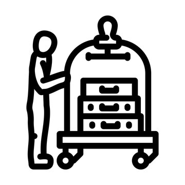 recommend clip art: bellhop hospitality hotel line icon vector illustration