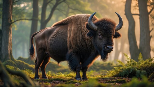The wood bison, commonly called European bison or wisent, known as zubr in Forest