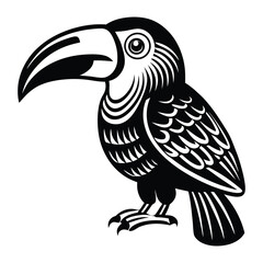 Toucan Black and white vector illustration animal silhouette, Vector illustration, bird, icon, svg, characters