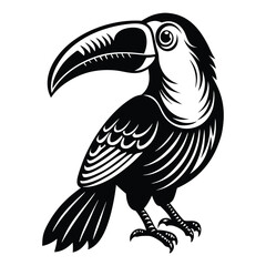 Toucan Black and white vector illustration animal silhouette, Vector illustration, bird, icon, svg, characters